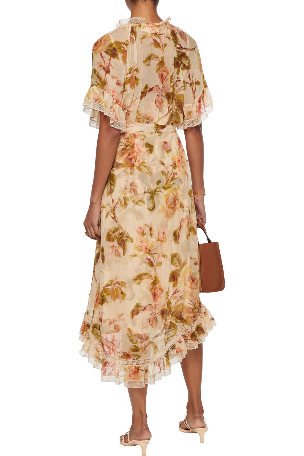 ZIMMERMANN Resistance Tiered tie-neck floral-print silk-georgette midi dress