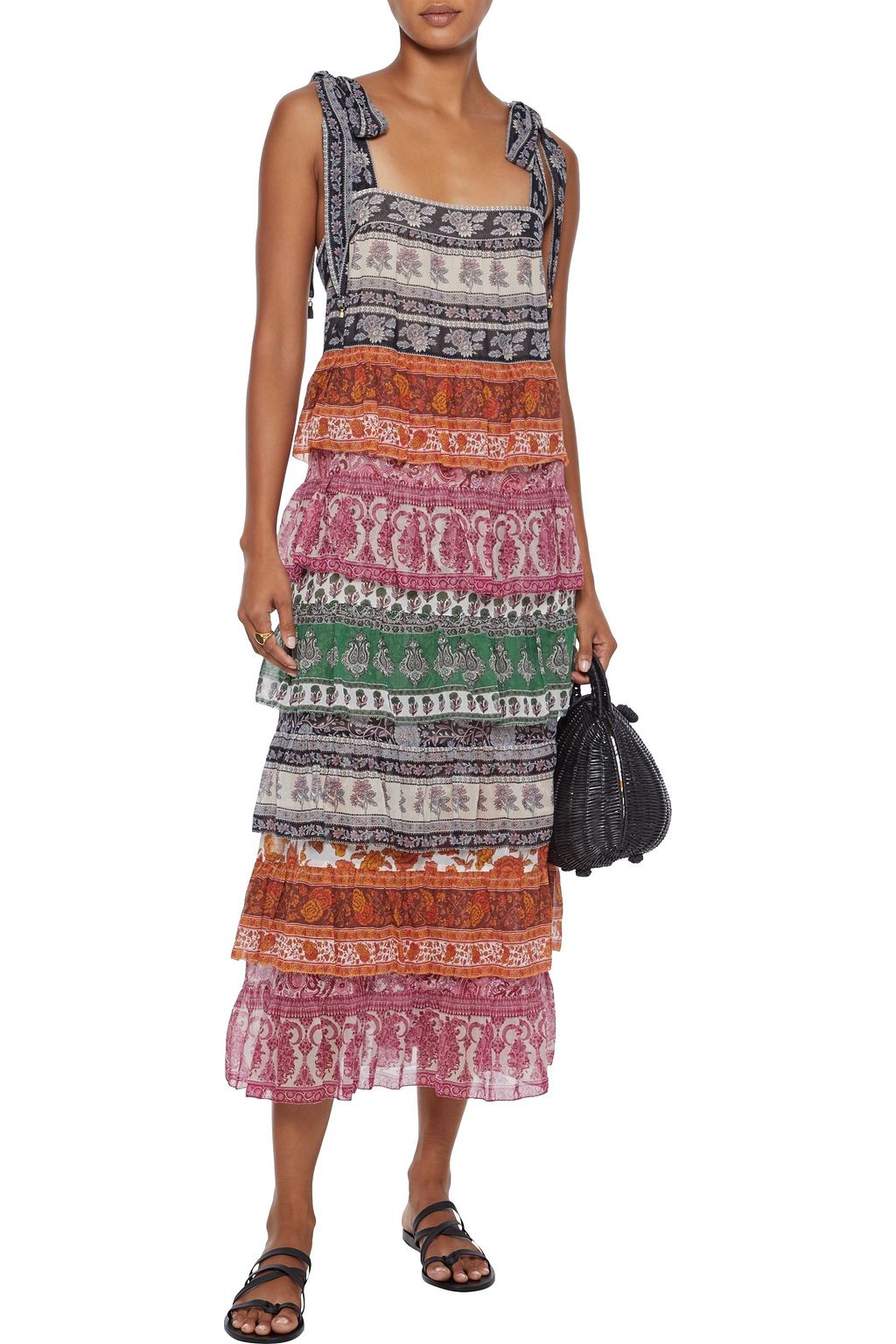 ZIMMERMANN Amari tiered printed cotton and silk-blend midi dress