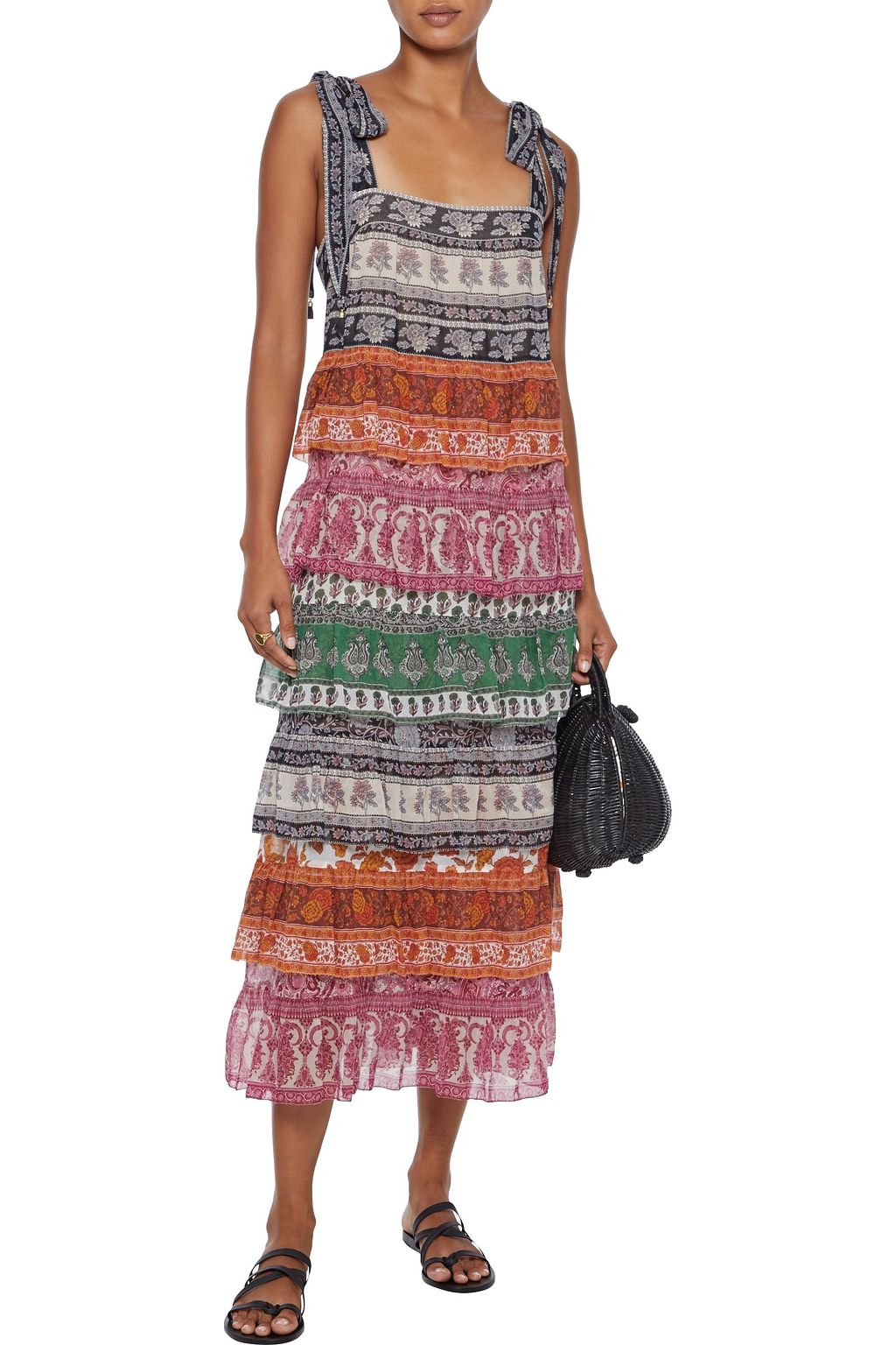 ZIMMERMANN Amari tiered printed cotton and silk-blend midi dress | Sale ...