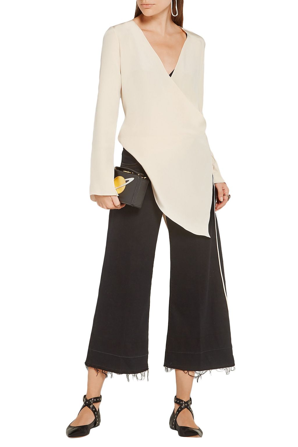 VALENTINO GARAVANI Love Latch eyelet-embellished leather point-toe flats