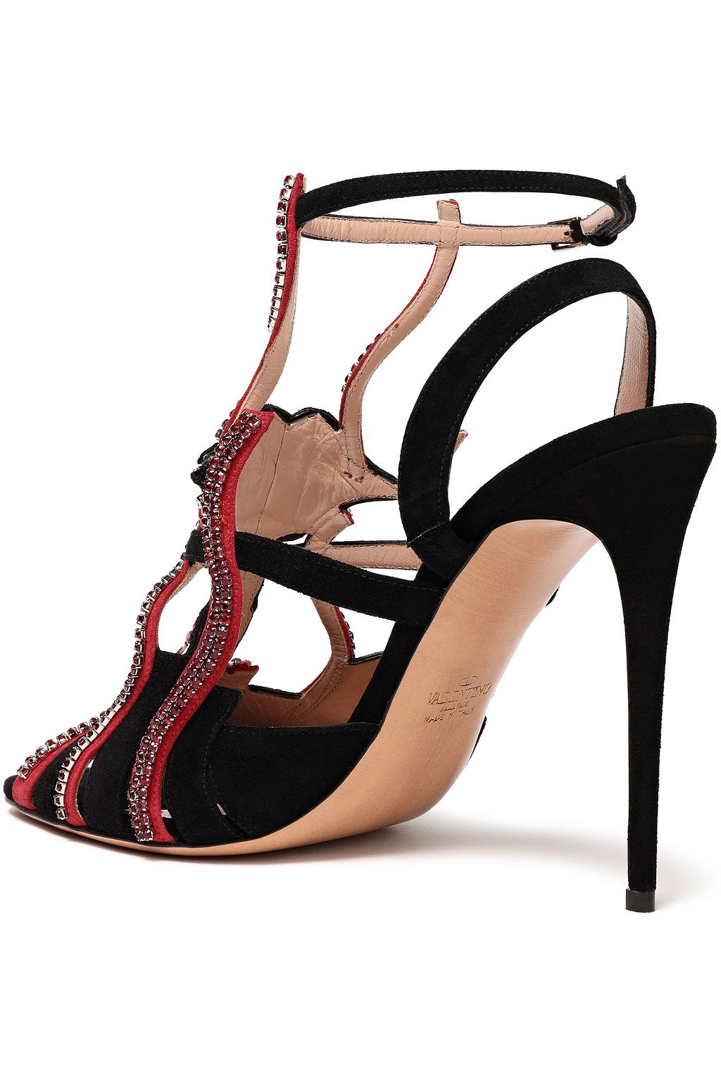 VALENTINO GARAVANI Bead and crystal-embellished suede sandals