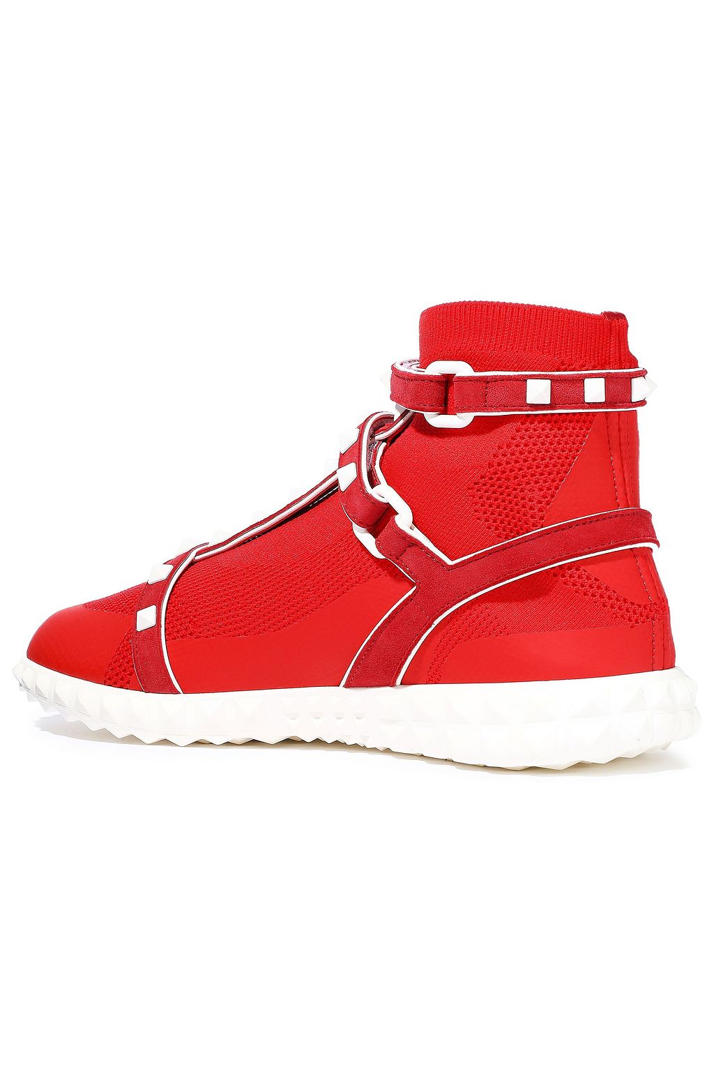 VALENTINO GARAVANI Rockstud stretch-knit high-top sneakers