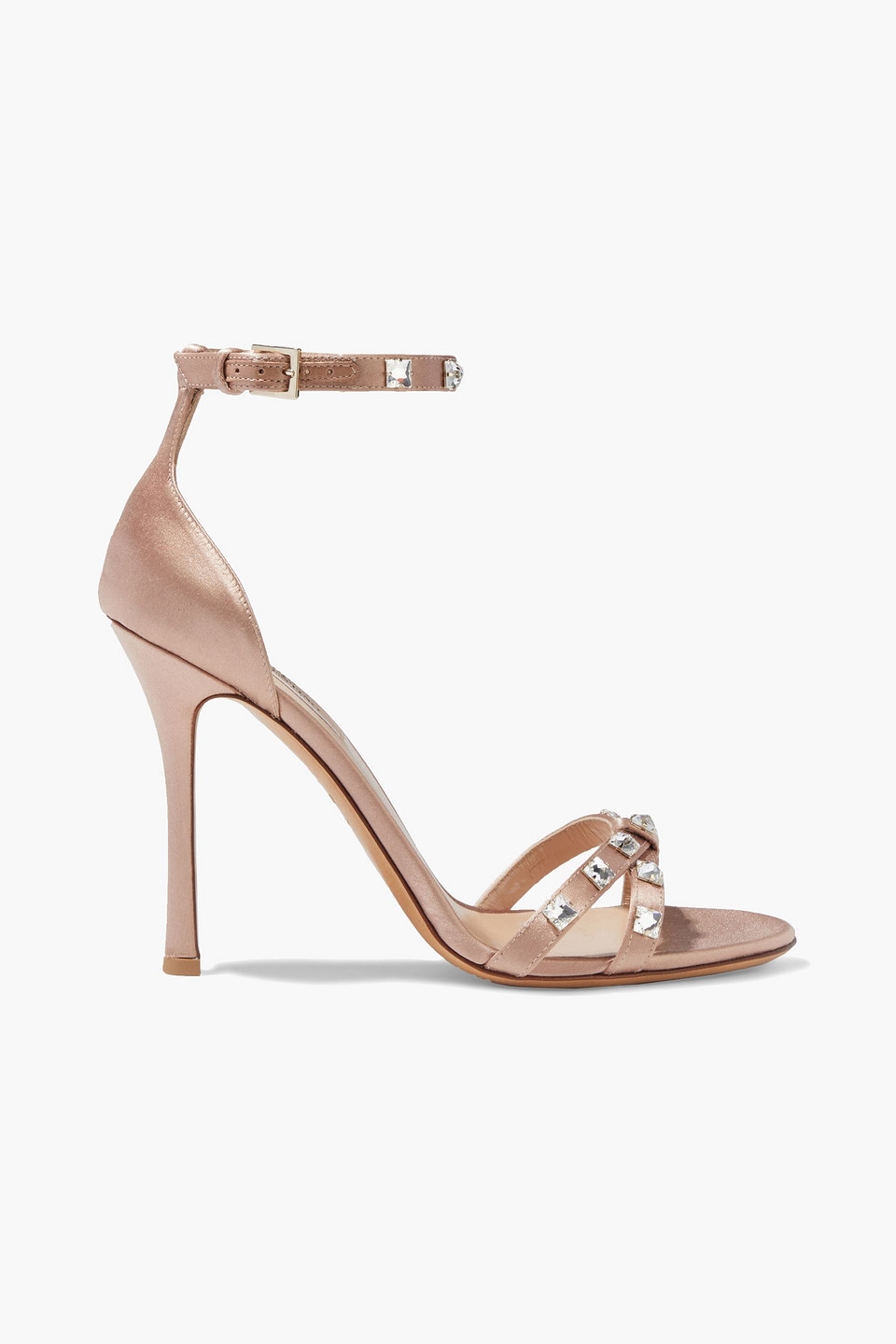 Valentino Garavani Woman Crystal-embellished Satin Sandals Blush Size 40.5