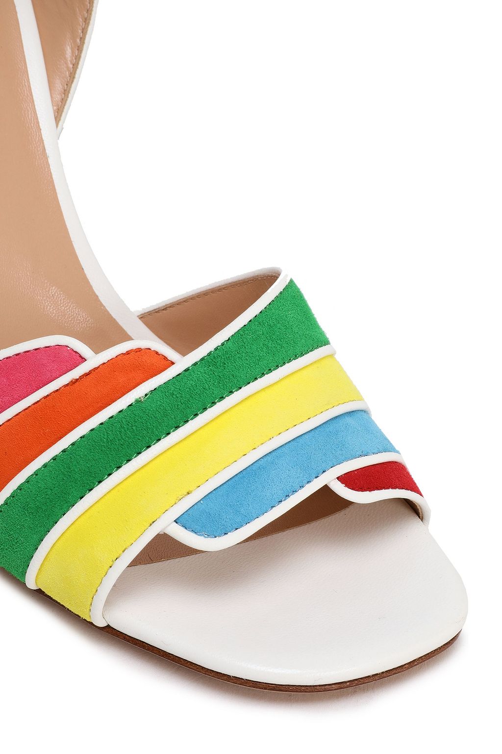 VALENTINO GARAVANI Gestreifte Sandalen aus Leder und Veloursleder