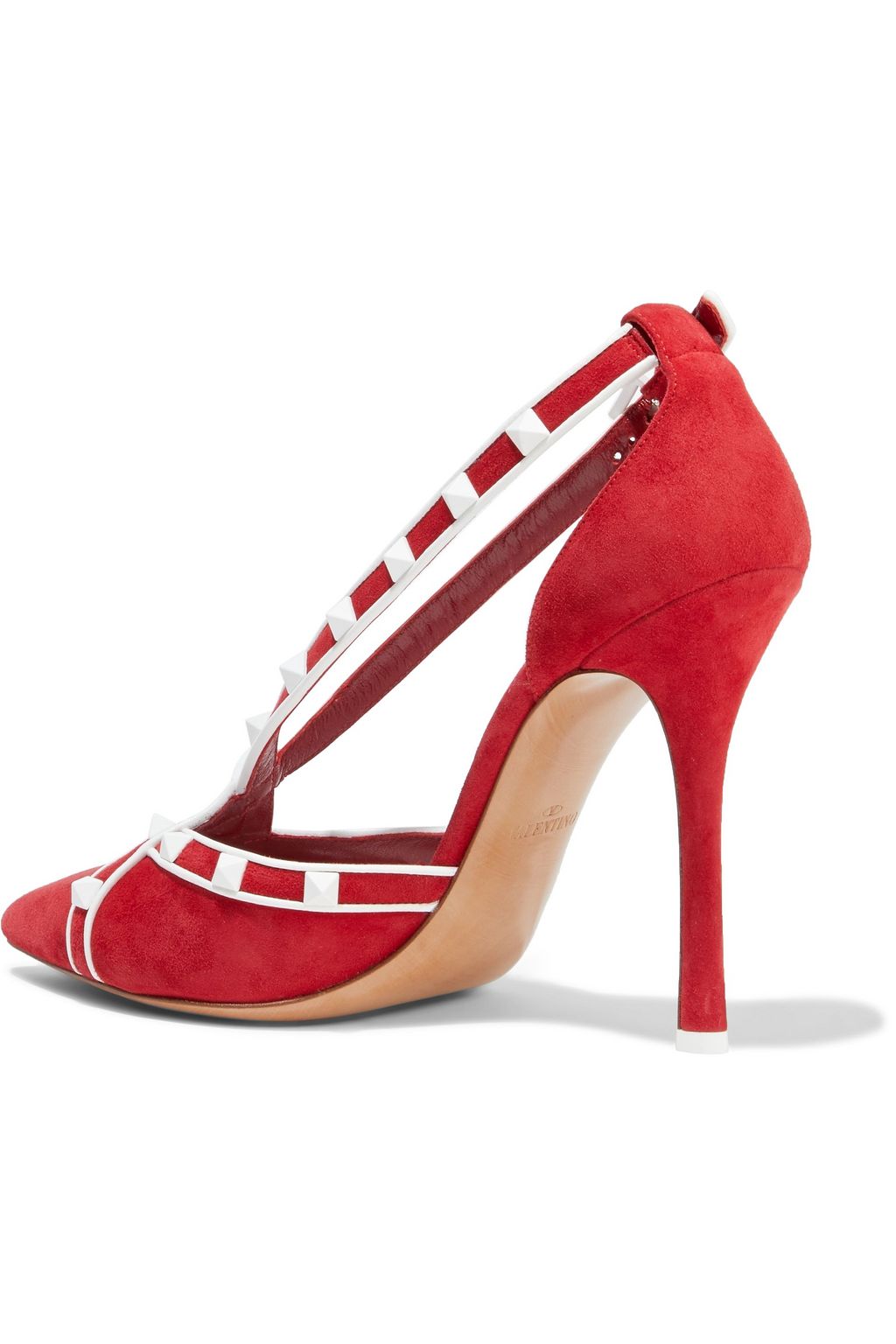 VALENTINO GARAVANI Rockstud leather-trimmed suede pumps