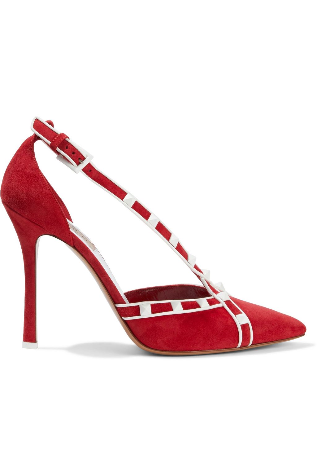 VALENTINO GARAVANI Rockstud leather-trimmed suede pumps | THE OUTNET