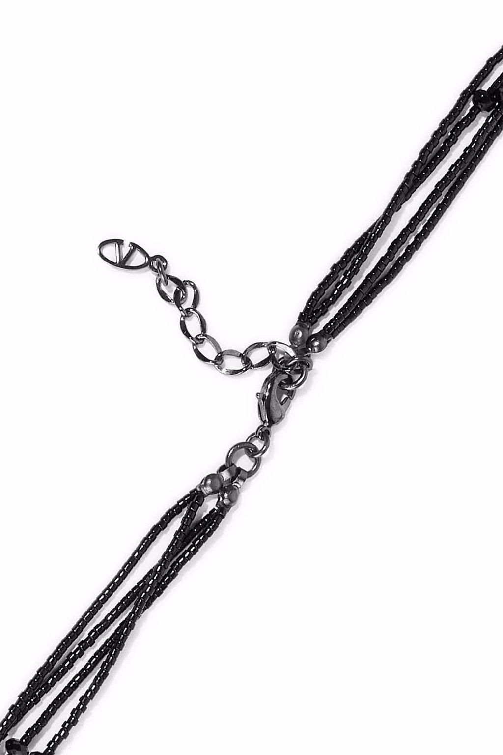 VALENTINO GARAVANI Gunmetal-tone, bead and feather necklace