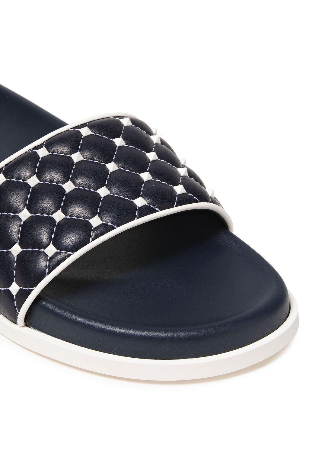 VALENTINO GARAVANI Rockstud Spike quilted leather slides