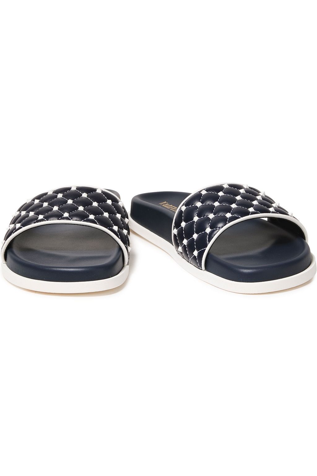 VALENTINO GARAVANI Rockstud Spike quilted leather slides