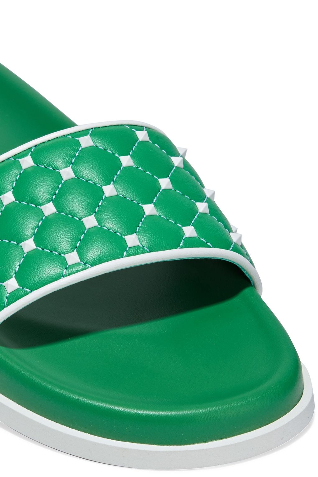 VALENTINO GARAVANI Rockstud Spike quilted leather slides