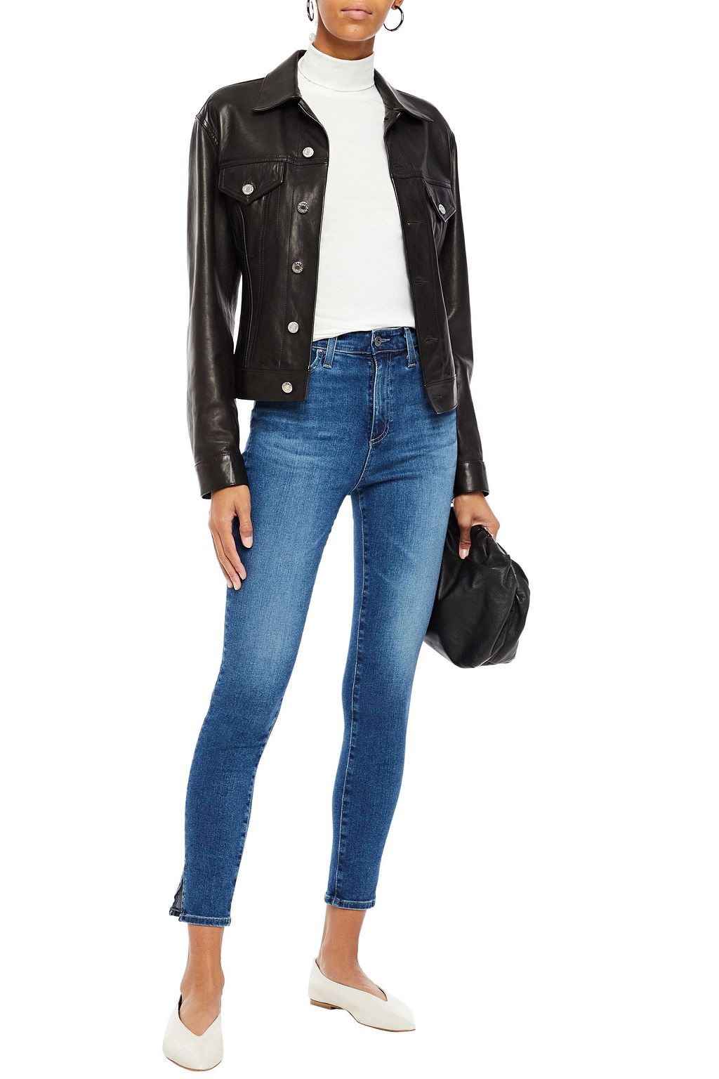 AG JEANS Cropped faded high-rise skinny jeans