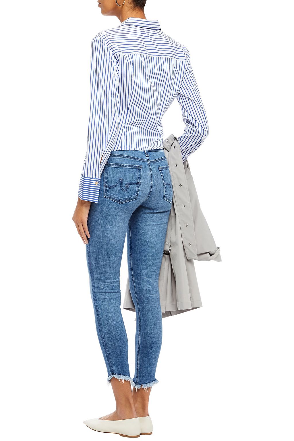 AG JEANS Frayed mid-rise skinny jeans