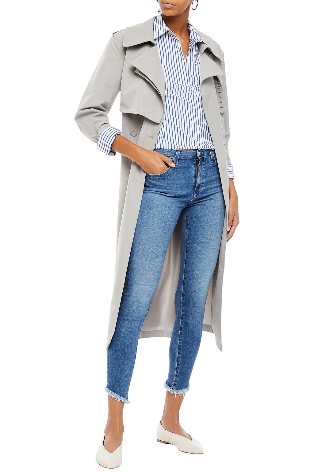 AG JEANS Frayed mid-rise skinny jeans