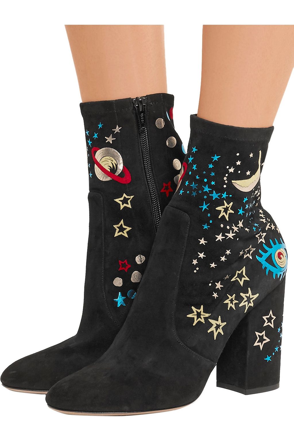 VALENTINO GARAVANI Printed suede ankle boots