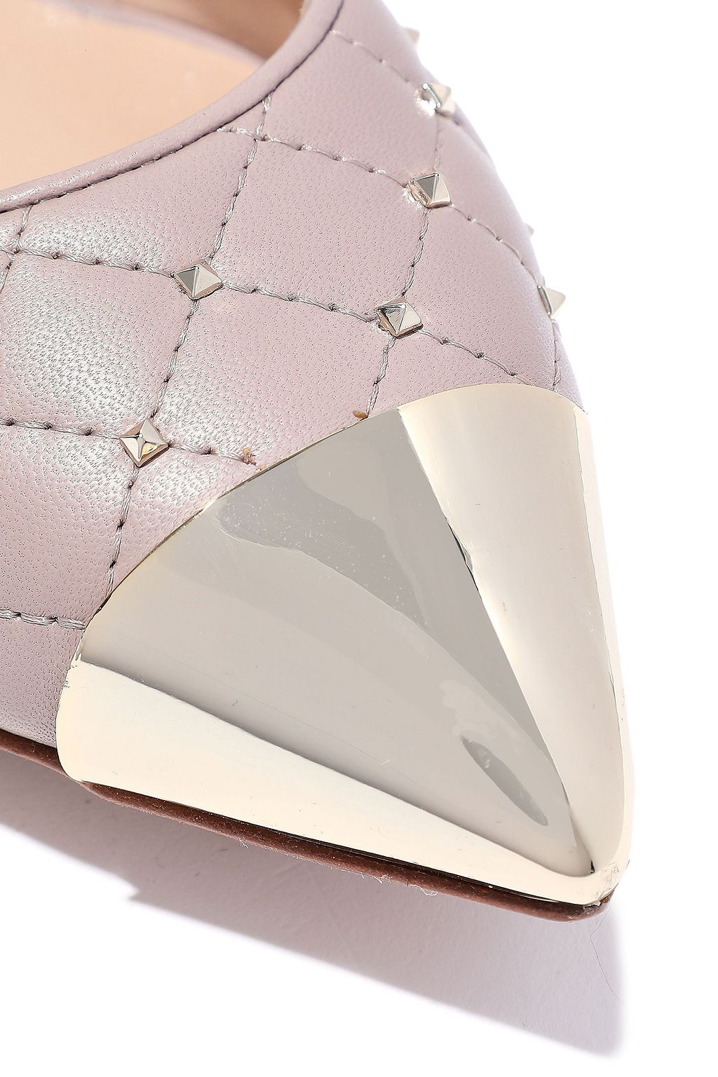 VALENTINO GARAVANI Rockstud quilted leather point-toe Mary Jane flats