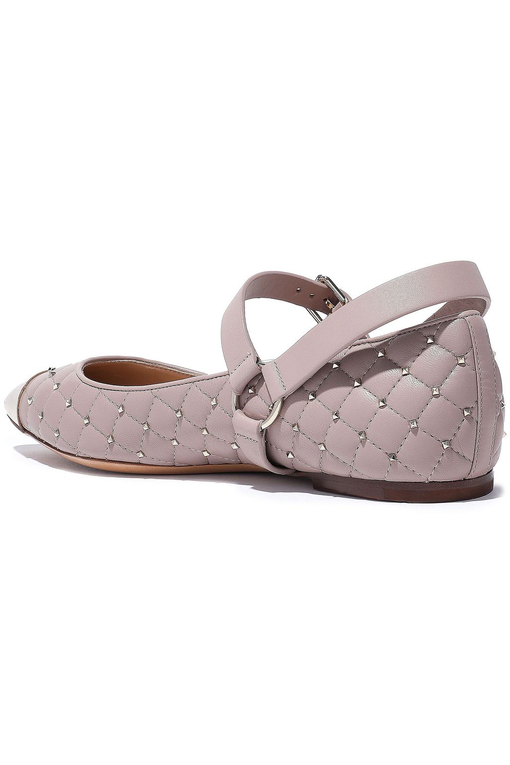 VALENTINO GARAVANI Rockstud quilted leather point-toe Mary Jane flats