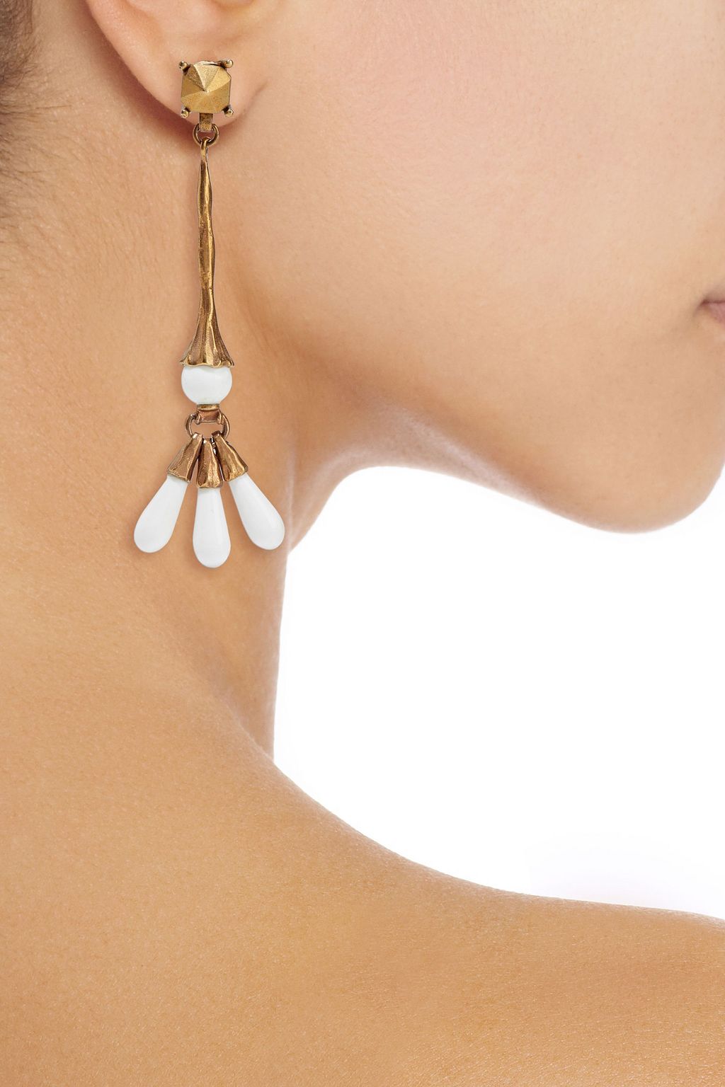 VALENTINO GARAVANI Burnished gold-tone resin earrings