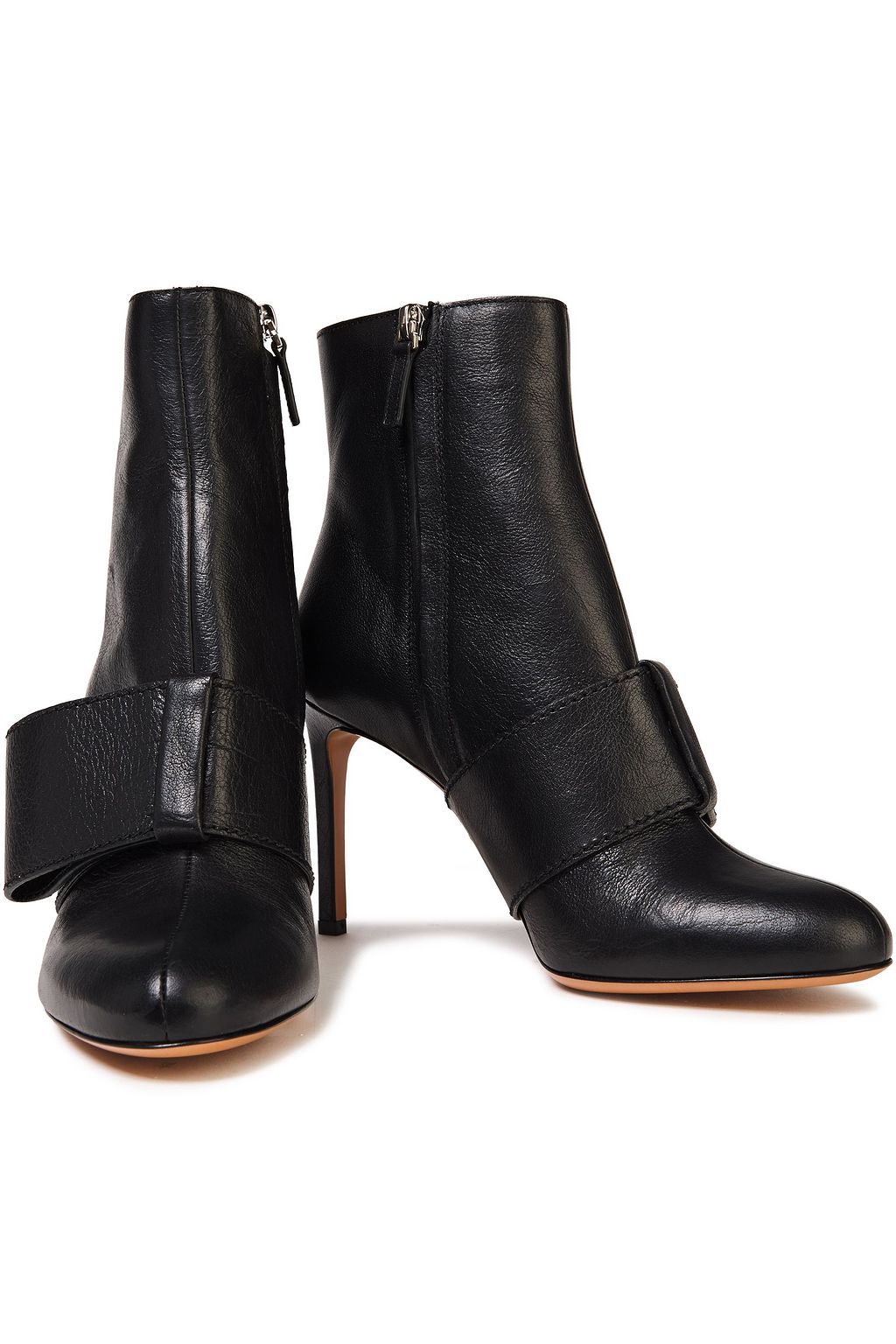 VALENTINO GARAVANI Bow-embellished textured-leather ankle boots
