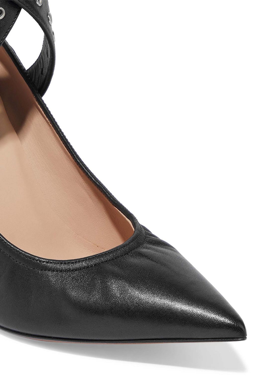 VALENTINO GARAVANI Eyelet-embellished leather pumps
