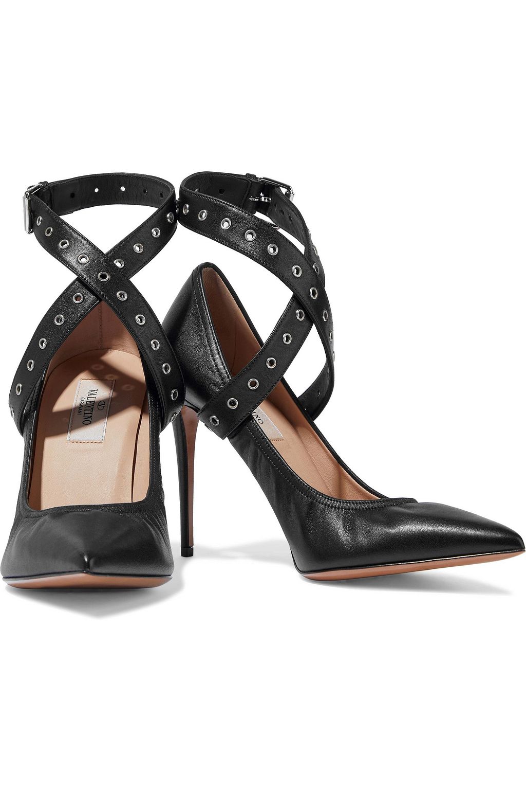 VALENTINO GARAVANI Eyelet-embellished leather pumps
