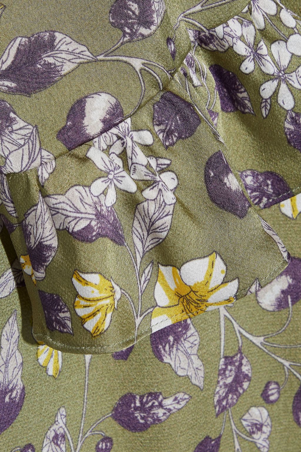 MIKAEL AGHAL Tiered floral-print hammered-satin dress