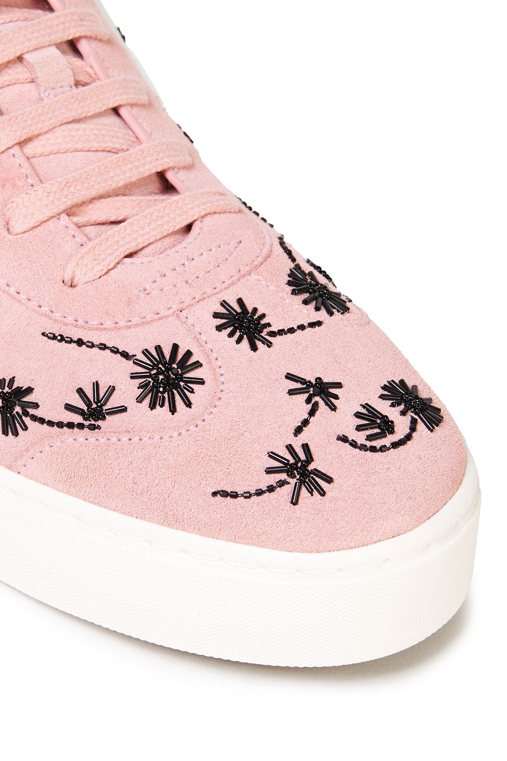 VALENTINO GARAVANI Flycrew bead-embellished leather and suede sneakers