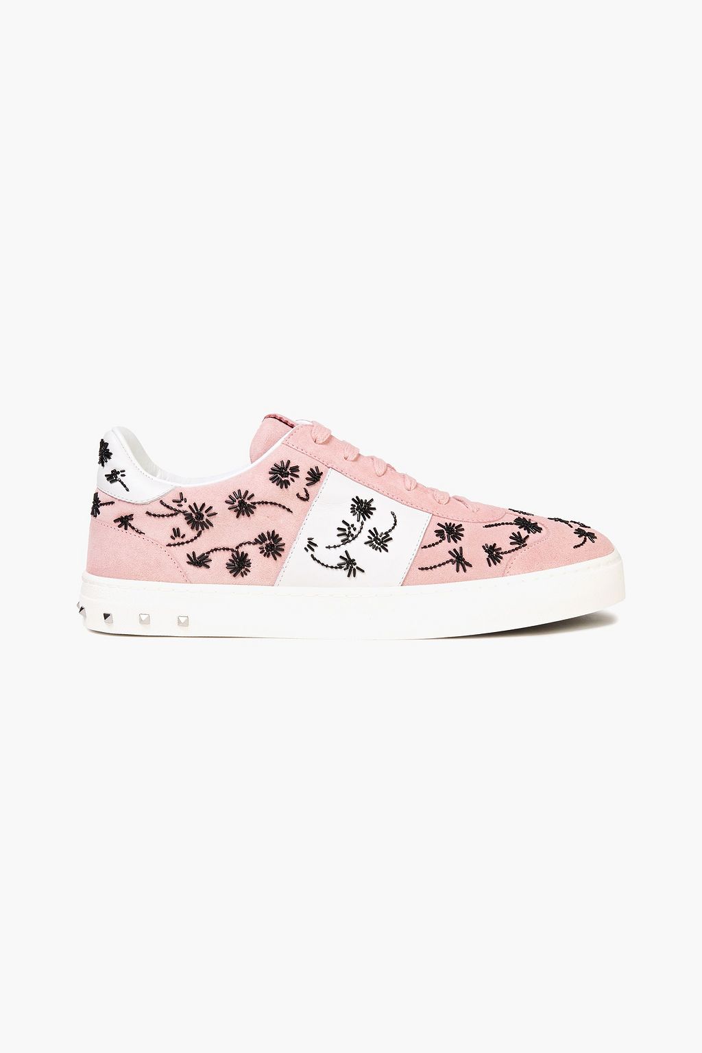 VALENTINO GARAVANI bead-embellished leather and suede sneakers | Sale up to 70% off | THE