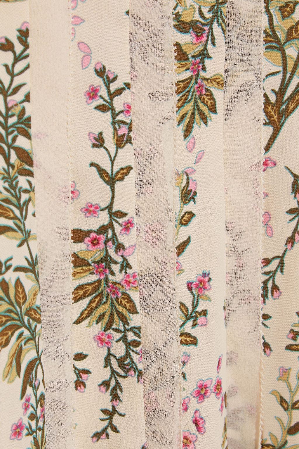 MIKAEL AGHAL Georgette-trimmed floral-print crepe de chine dress