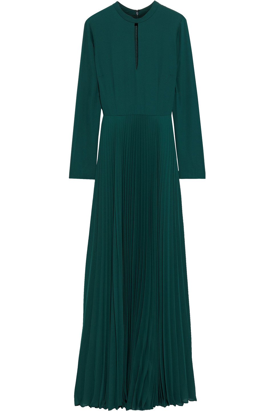 mikael aghal - cutout pleated crepe de chine gown - green - us 10
