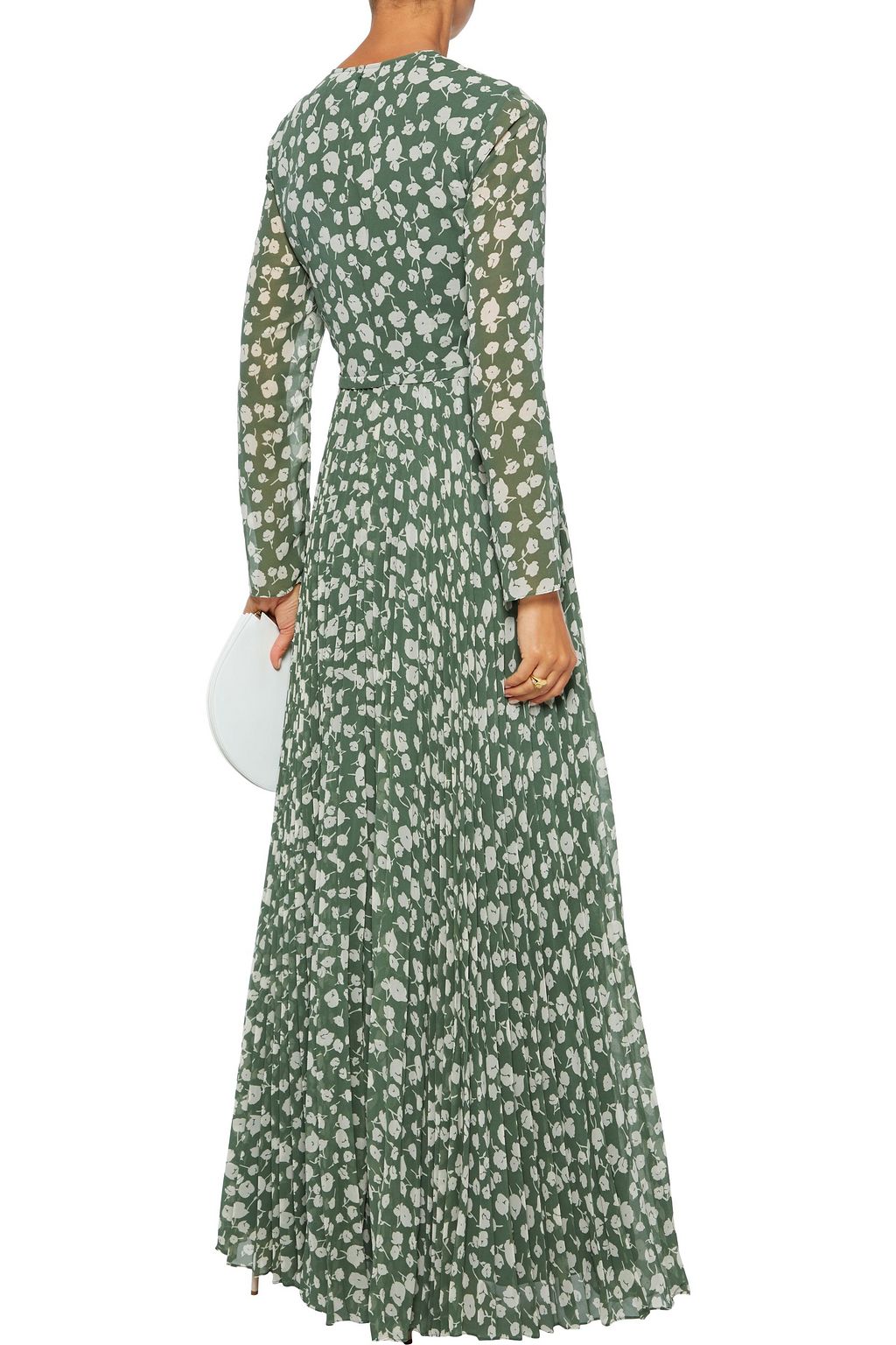 MIKAEL AGHAL Pleated floral-print crepe de chine maxi dress