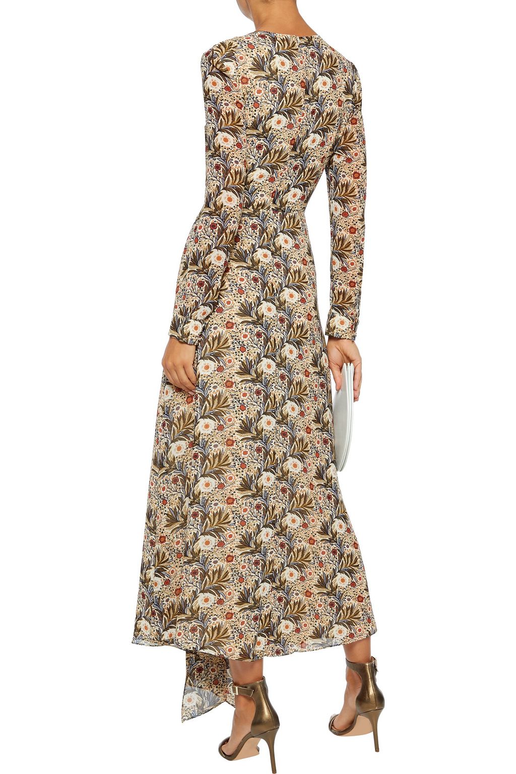 MIKAEL AGHAL Wrap-effect floral-print crepe de chine maxi dress