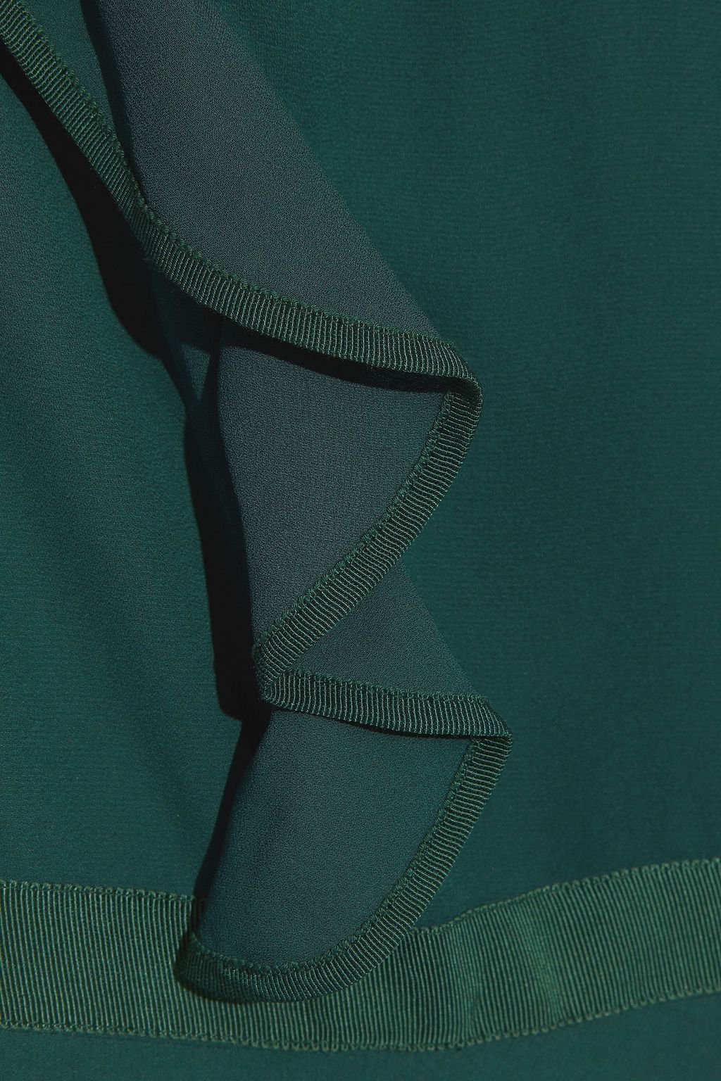 MIKAEL AGHAL Flared grosgrain-trimmed ruffled crepe de chine dress