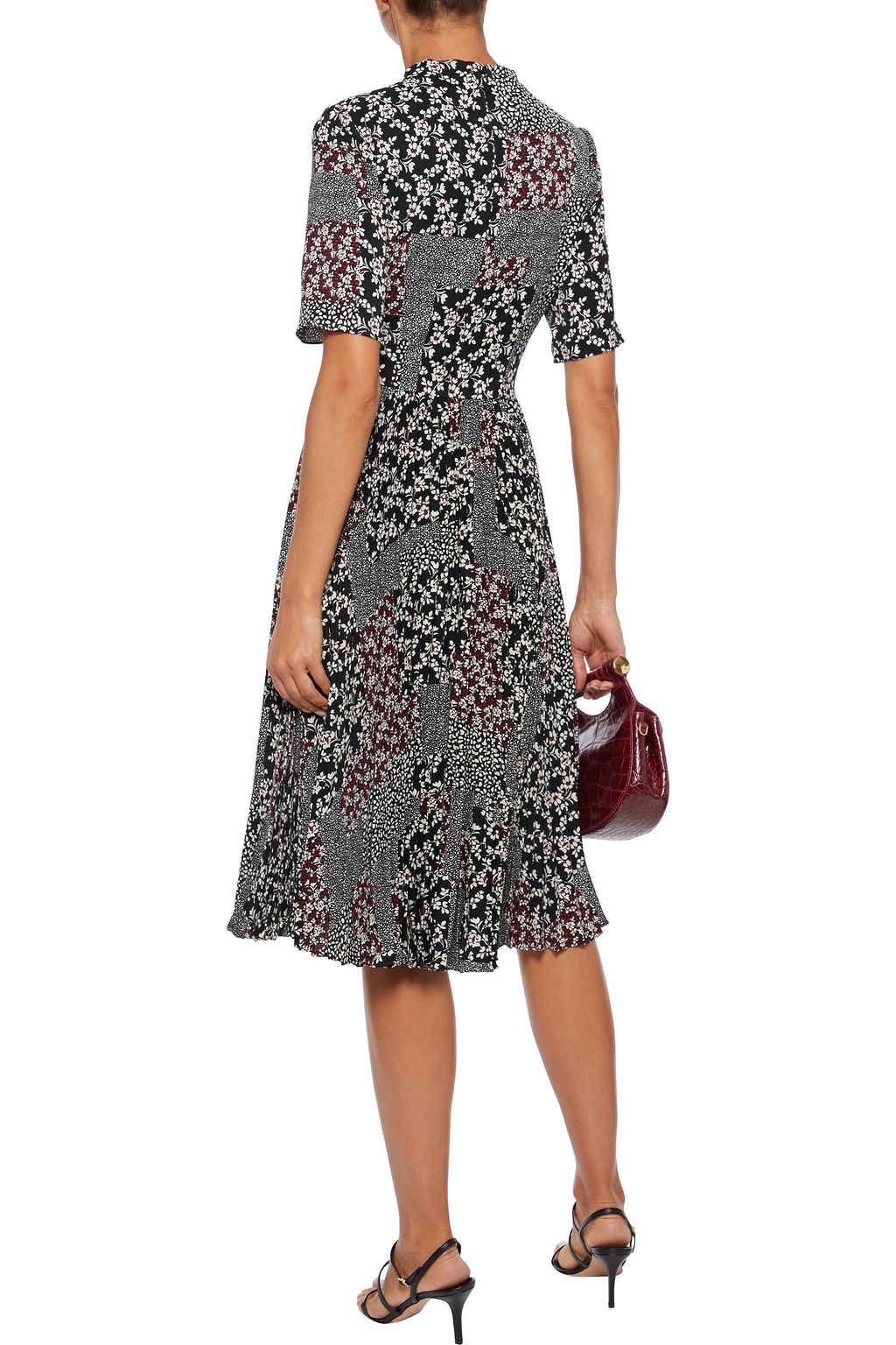 MIKAEL AGHAL Pleated printed crepe de chine dress