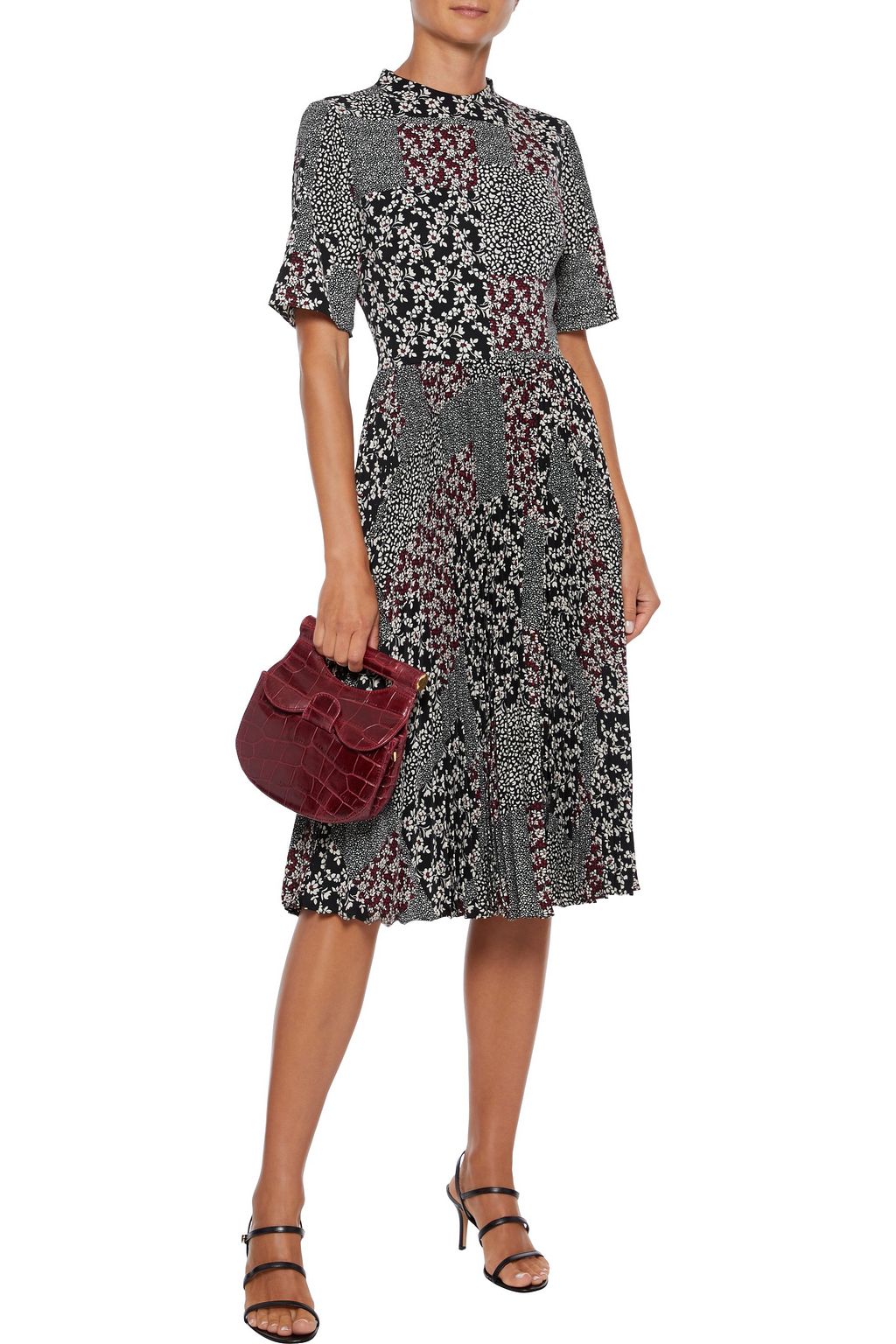 MIKAEL AGHAL Pleated printed crepe de chine dress