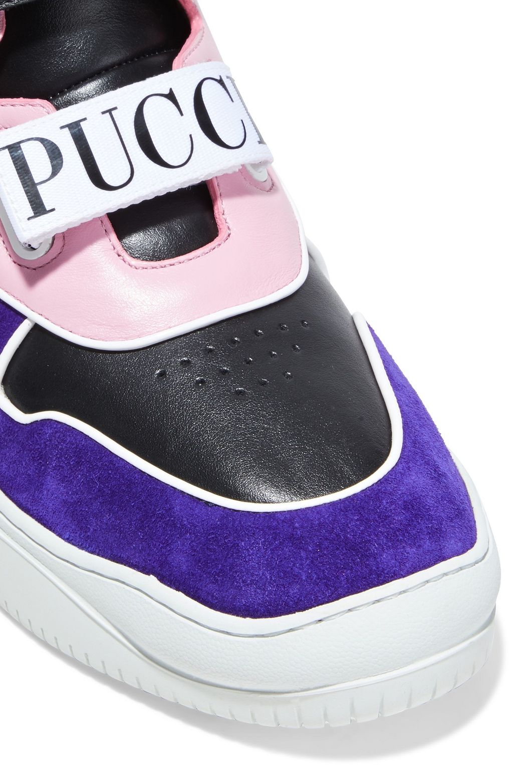 PUCCI Quilted neoprene, leather and suede high-top sneakers