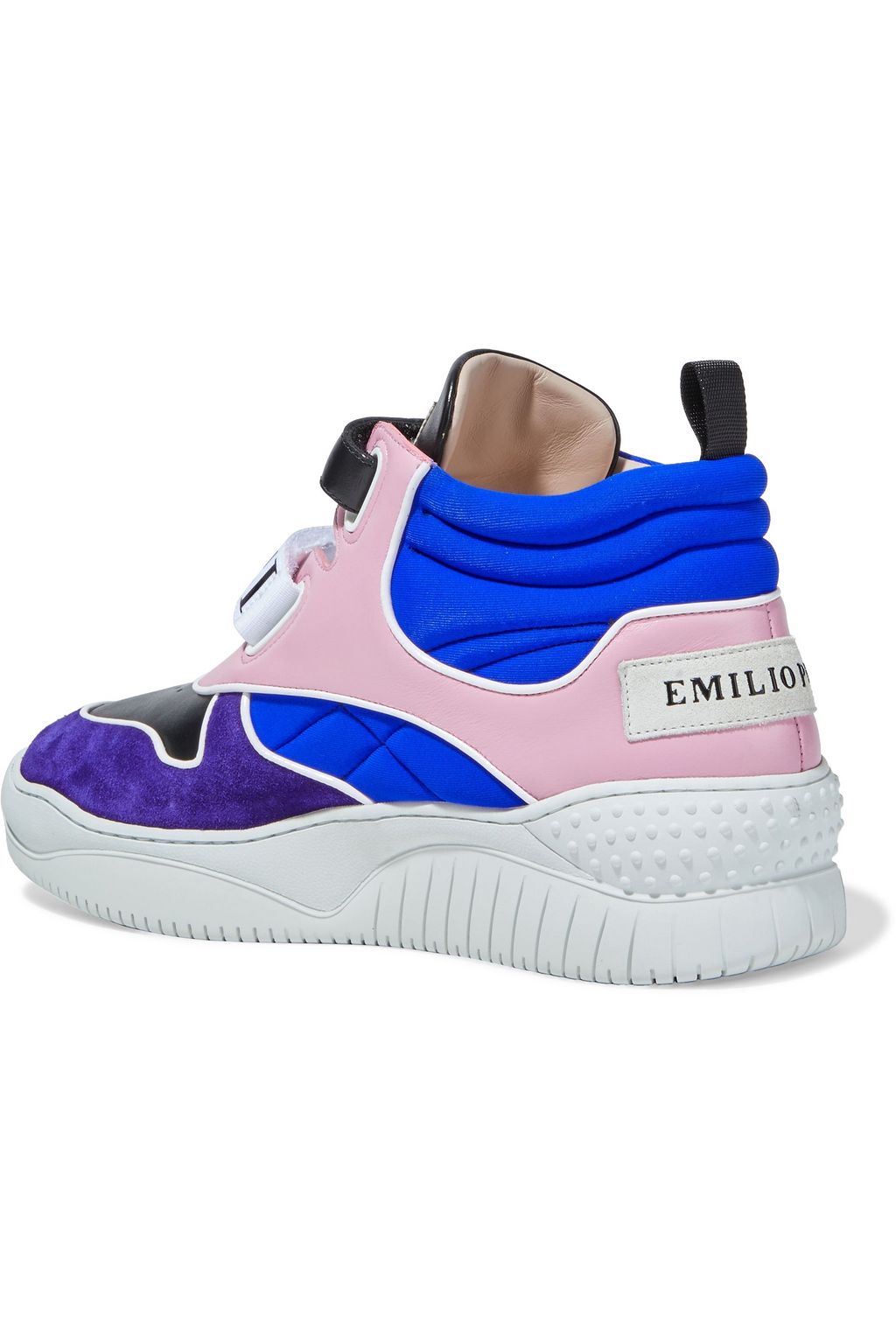 PUCCI Quilted neoprene, leather and suede high-top sneakers
