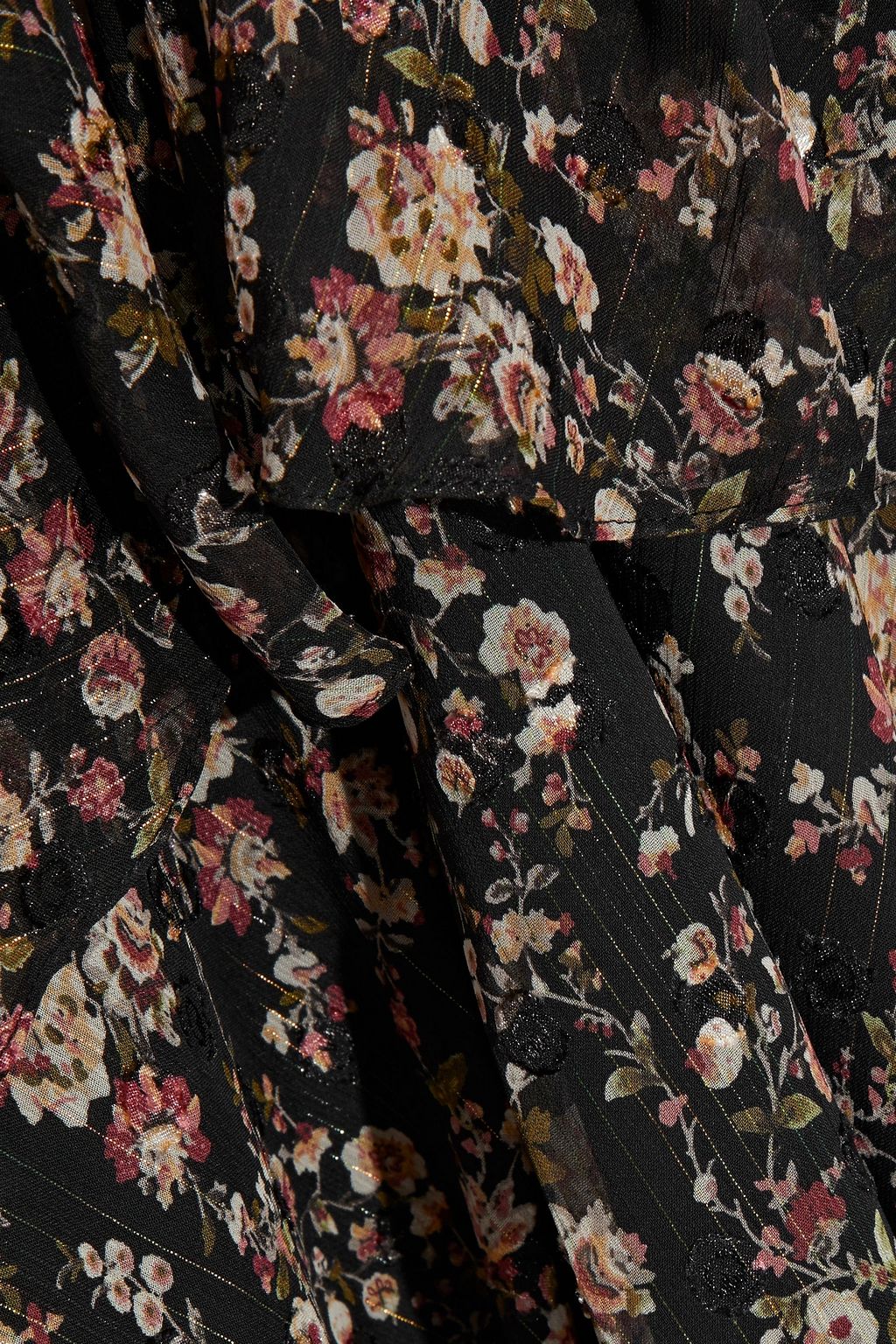 MIKAEL AGHAL Tiered metallic floral-print fil coupé georgette dress