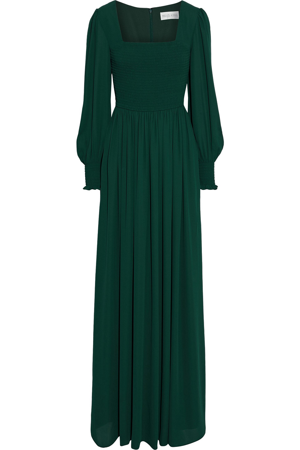 Mikael Aghal Shirred crepe de chine gown