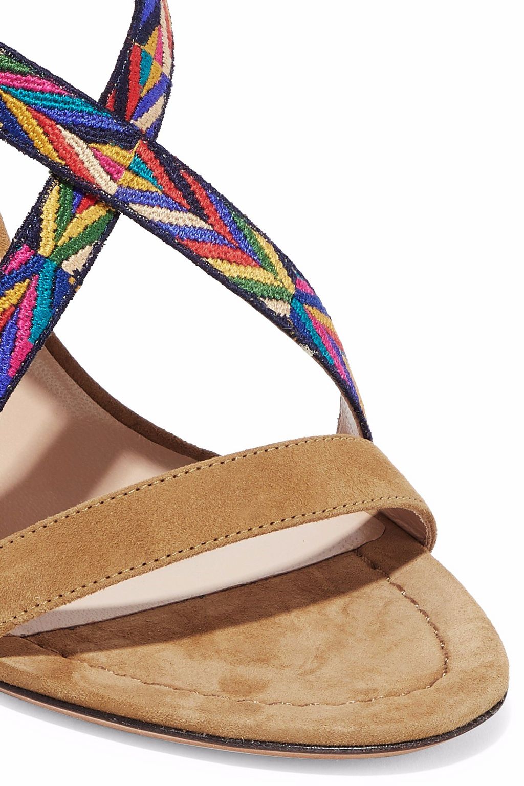 VALENTINO GARAVANI Woven-trimmed suede sandals