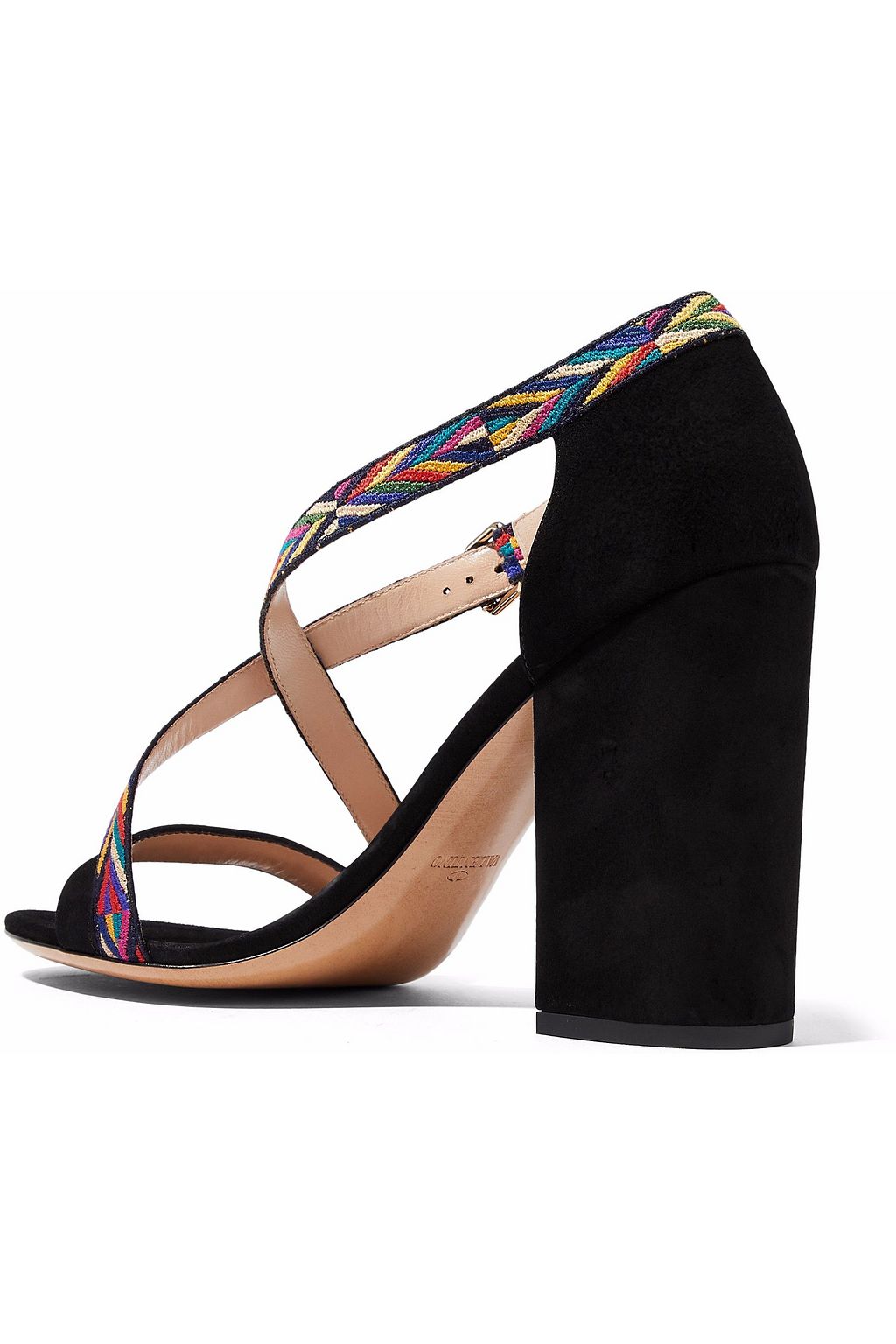 VALENTINO GARAVANI Woven-trimmed suede sandals