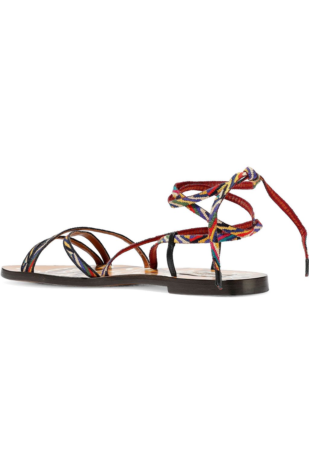 VALENTINO GARAVANI Lace-up embroidered woven sandals