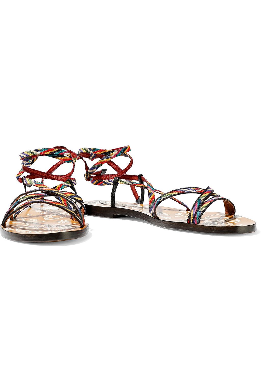 VALENTINO GARAVANI Lace-up embroidered woven sandals