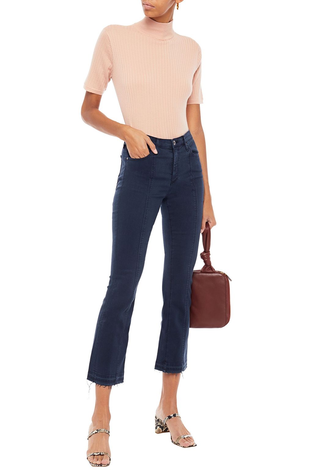 AG JEANS Frayed mid-rise kick-flare jeans