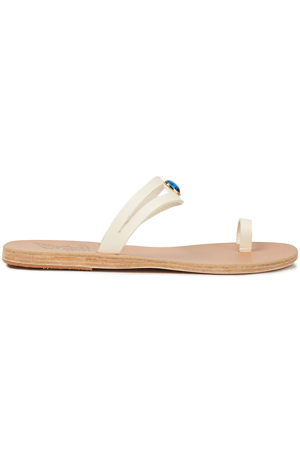 Ancient Greek Sandals Woman Nea Gems Embellished Leather Sandals Ivory Size 36