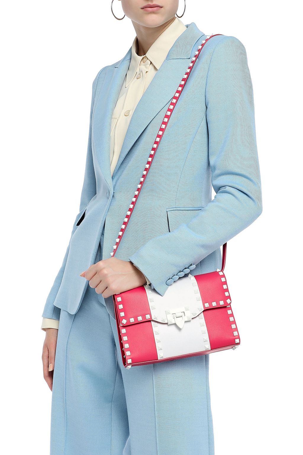 VALENTINO GARAVANI Rockstud two-tone leather cross-body bag