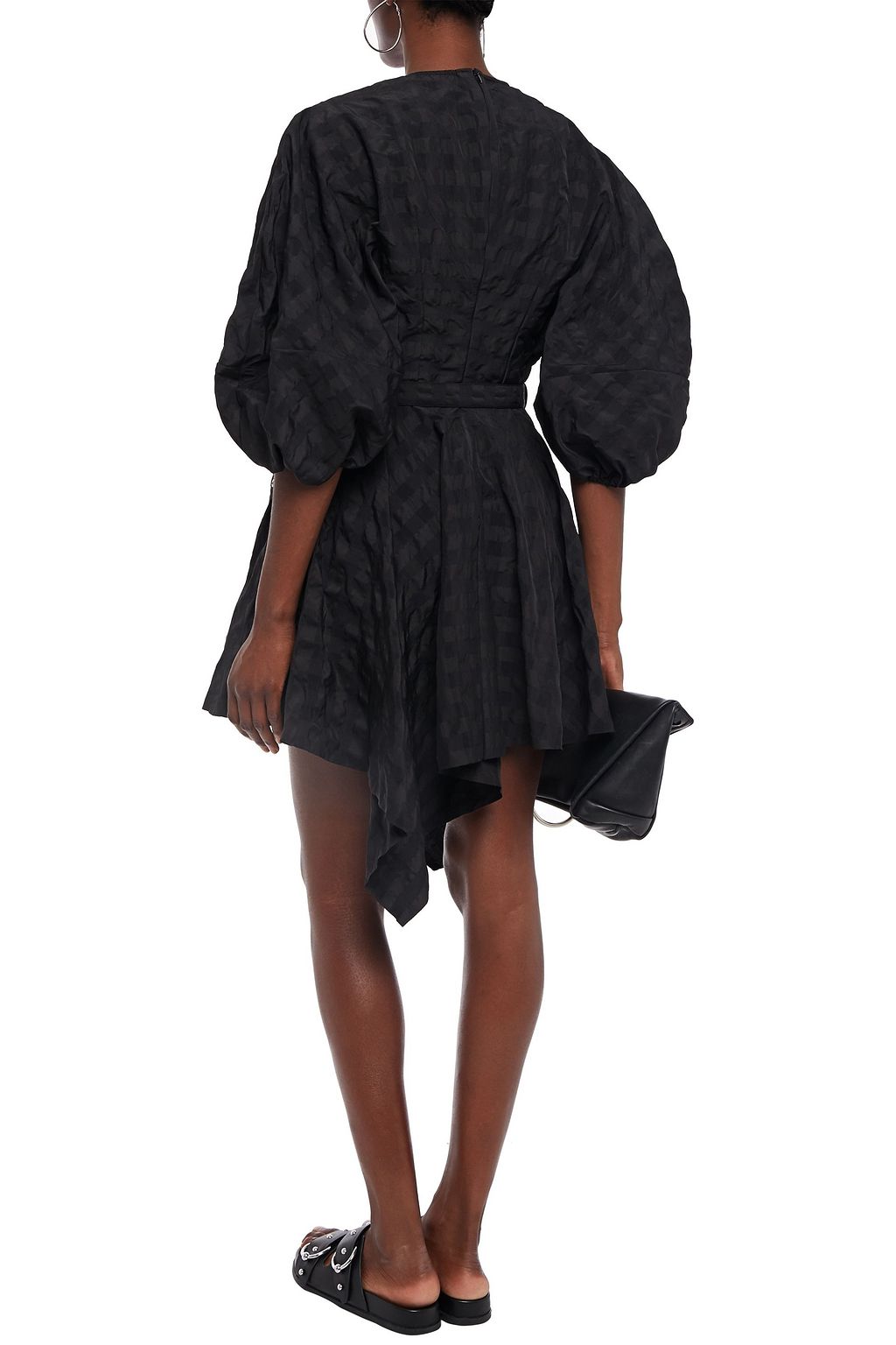 MARQUES' ALMEIDA Asymmetric belted seersucker mini dress