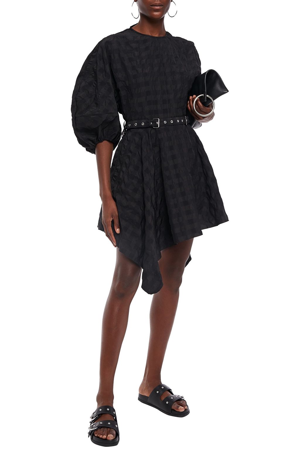 MARQUES' ALMEIDA Asymmetric belted seersucker mini dress