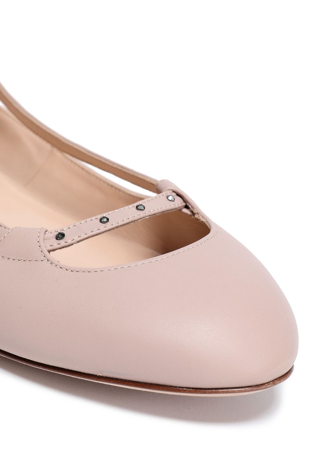 VALENTINO GARAVANI Crystal-studded cutout leather ballet flats