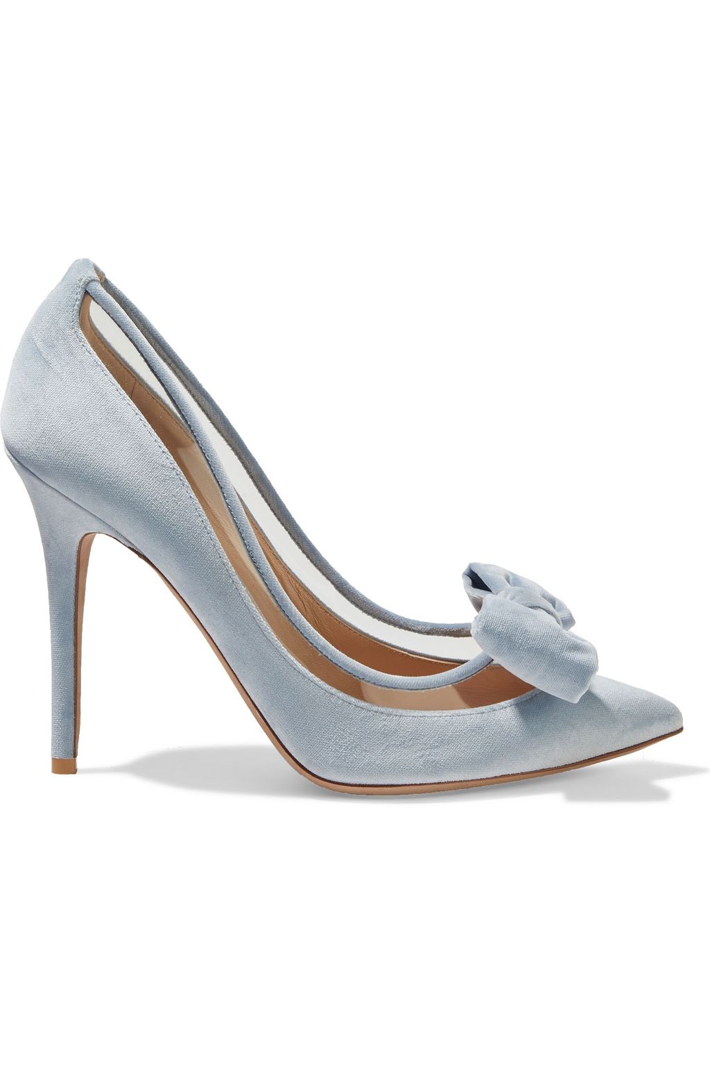 VALENTINO GARAVANI Bow-embellished velvet and PVC pumps