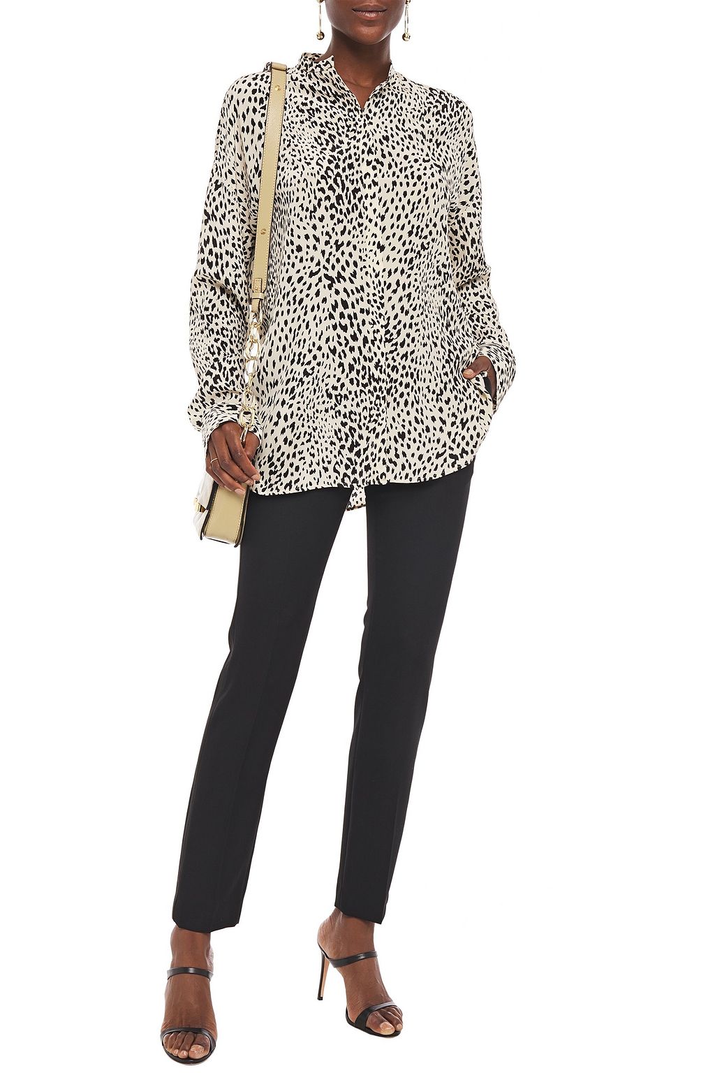HAIDER ACKERMANN Satin-trimmed grain de poudre wool slim-leg pants
